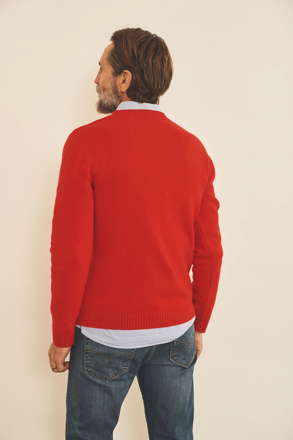 Flash pink men cashmere sweater - back view | Mimmi | Linnea Lund