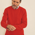 Flash pink men cashmere sweater - front view | Mimmi | Linnea Lund