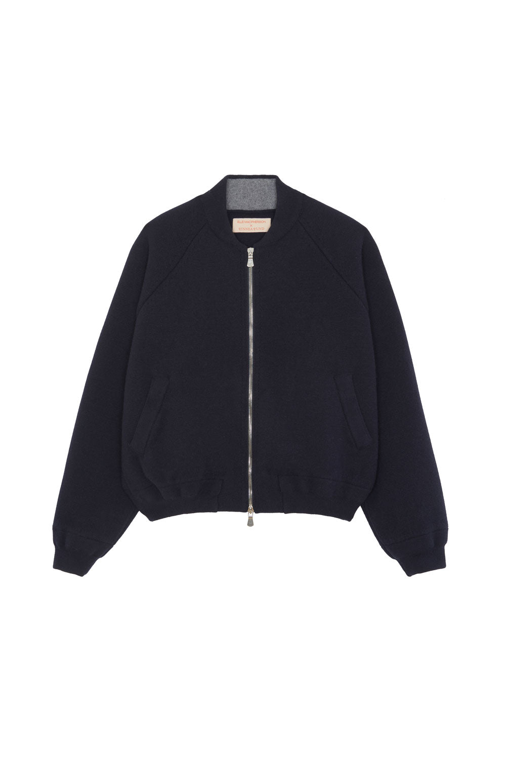 Midnight blue cashmere bomber - packshot | Elle Macpherson x Linnea Lund