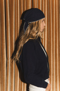 Navy reversible cashmere scarf | Elle Macpherson x Linnea Lund