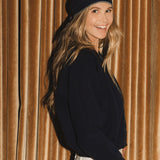 Navy reversible cashmere scarf | Elle Macpherson x Linnea Lund