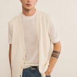 Cashmere sleeveless cardigan men white - front | Nicolas | Linnea Lund
