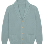 Aqua color cashmere cardigan men - packshot | Philippe | Linnea Lund