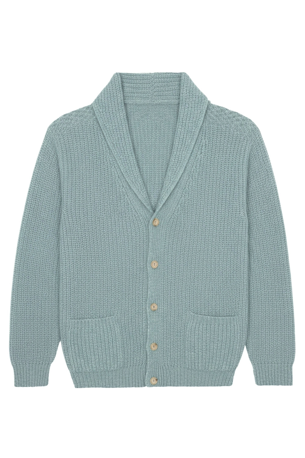 Aqua color cashmere cardigan men - packshot | Philippe | Linnea Lund
