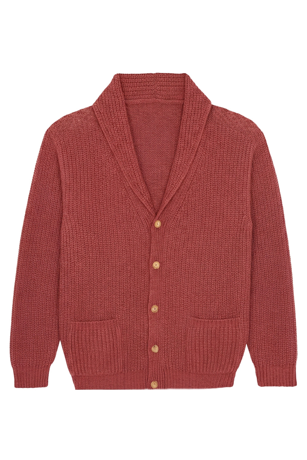 Red ochre cashmere cardigan men - packshot | Philippe | Linnea Lund