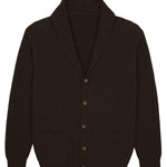 Brown chocolate cashmere cardigan men - packshot | Philippe | Linnea Lund