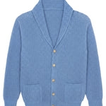 Sky-blue cashmere cardigan men - packshot | Philippe | Linnea Lund