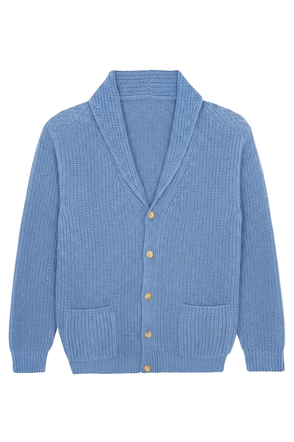Sky-blue cashmere cardigan men - packshot | Philippe | Linnea Lund