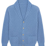 Sky-blue cashmere cardigan men - packshot | Philippe | Linnea Lund