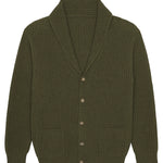 Kaki cashmere cardigan men - packshot | Philippe | Linnea Lund