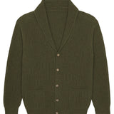 Kaki cashmere cardigan men - packshot | Philippe | Linnea Lund