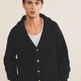 navy blue cashmere cardigan men - front view | Philippe | Linnea Lund