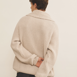 beige cashmere cardigan men - back view | Philippe | Linnea Lund