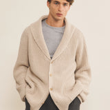 beige cashmere cardigan men - front view | Philippe | Linnea Lund