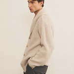 beige cashmere cardigan men - side view | Philippe | Linnea Lund
