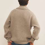greige cashmere cardigan men - back view | Philippe | Linnea Lund