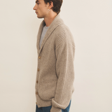 greige cashmere cardigan men - side view | Philippe | Linnea Lund
