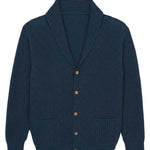 Dark steal blue cashmere cardigan men - packshot | Philippe | Linnea Lund