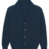 Dark steal blue cashmere cardigan men - packshot | Philippe | Linnea Lund