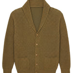 green ochre color cashmere cardigan men - packshot | Philippe | Linnea Lund