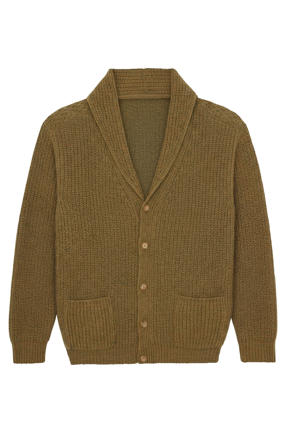 green ochre color cashmere cardigan men - packshot | Philippe | Linnea Lund