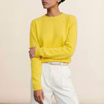 Bright yellow cropped cashmere sweater crewneck | Pia | Linnea Lund