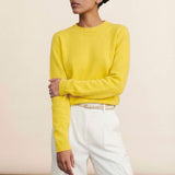 Bright yellow cropped cashmere sweater crewneck | Pia | Linnea Lund