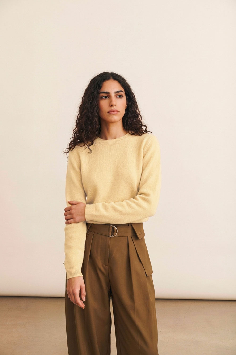 Yellow cropped cashmere sweater crewneck | Pia | Linnea Lund