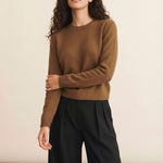 Brown cropped cashmere sweater crewneck | Pia | Linnea Lund