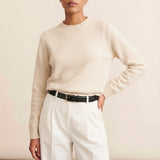 White cropped cashmere sweater crewneck | Pia | Linnea Lund