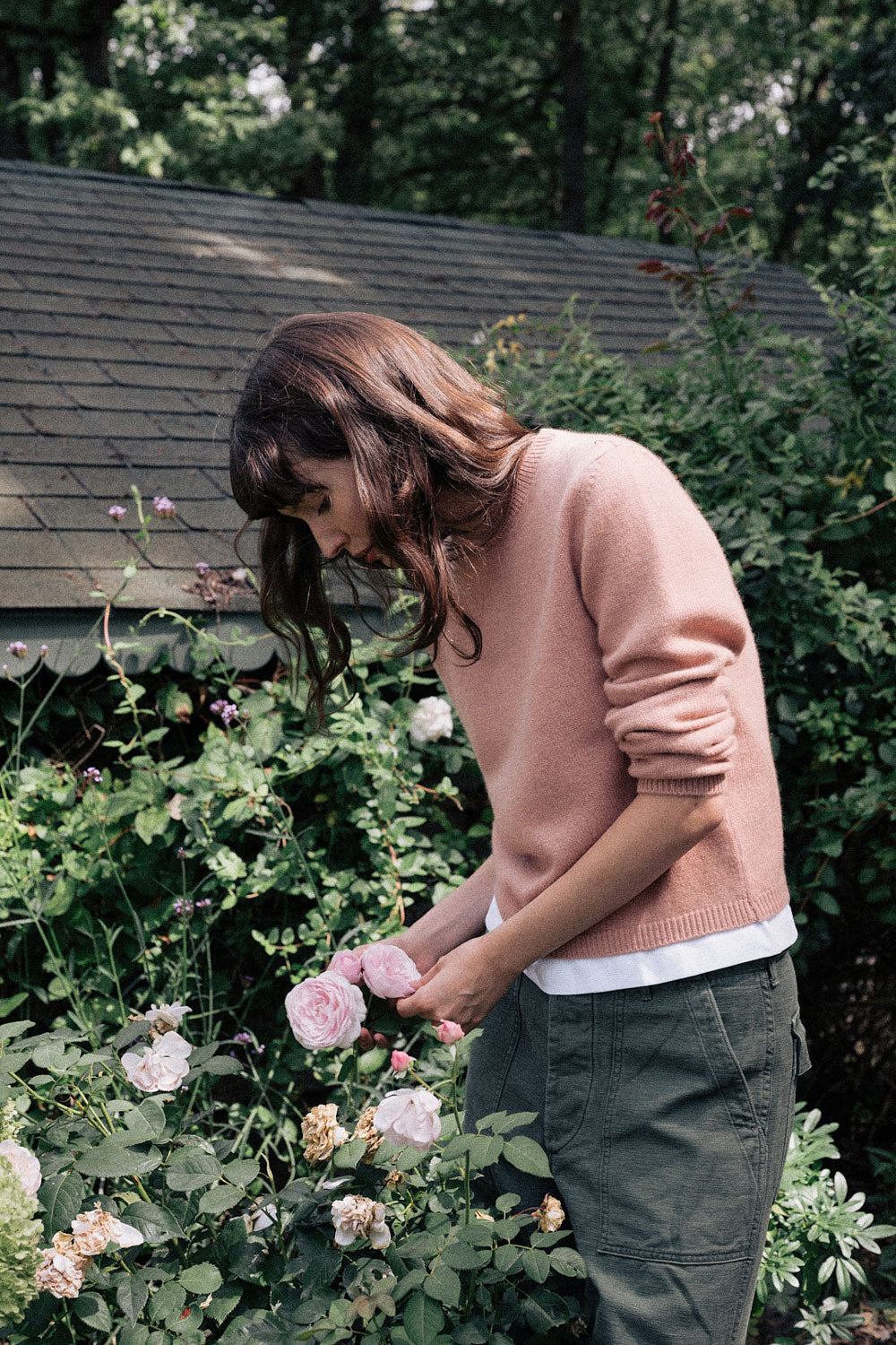 Rose gold cropped cashmere sweater crewneck | Pia | Linnea Lund