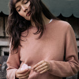 Rose gold cropped cashmere sweater crewneck | Pia | Linnea Lund
