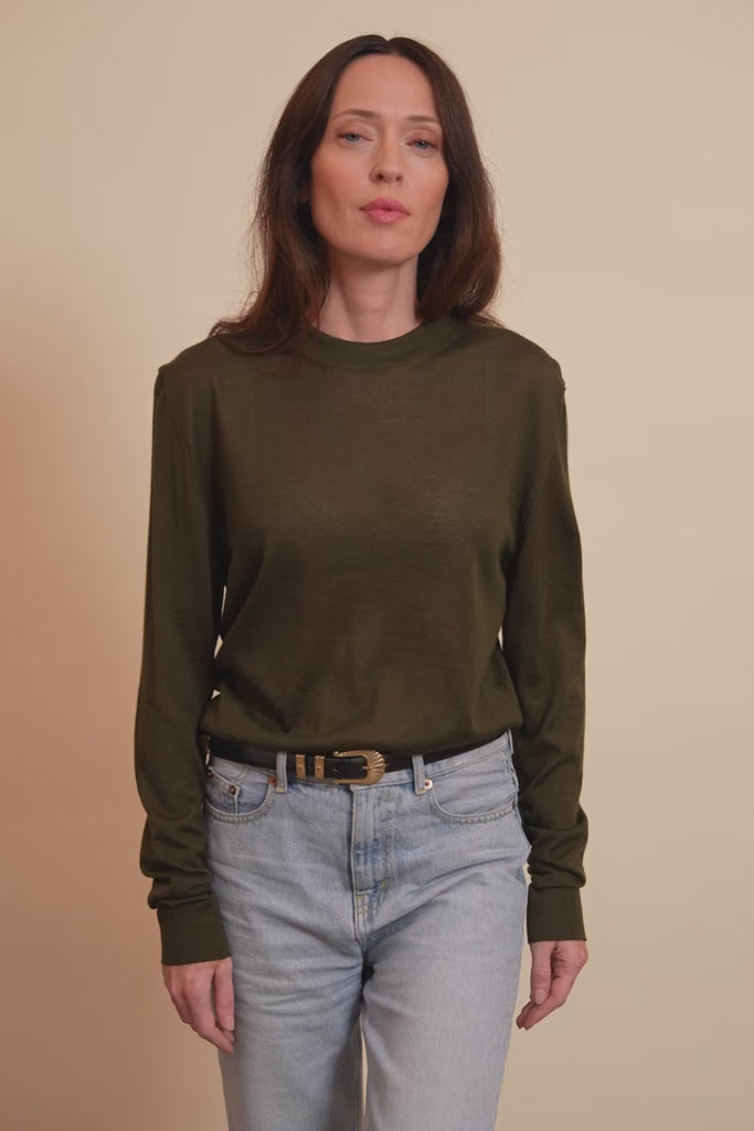 kaki cashmere sweater women - video | Marcel | Linnea Lund