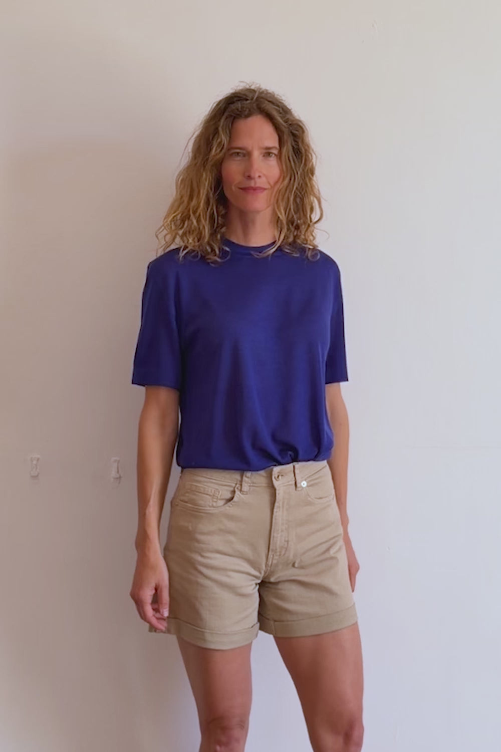 Cashmere and silk tee-shirt royal blue | Elio | Linnea Lund