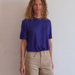 Cashmere and silk tee-shirt royal blue | Elio | Linnea Lund
