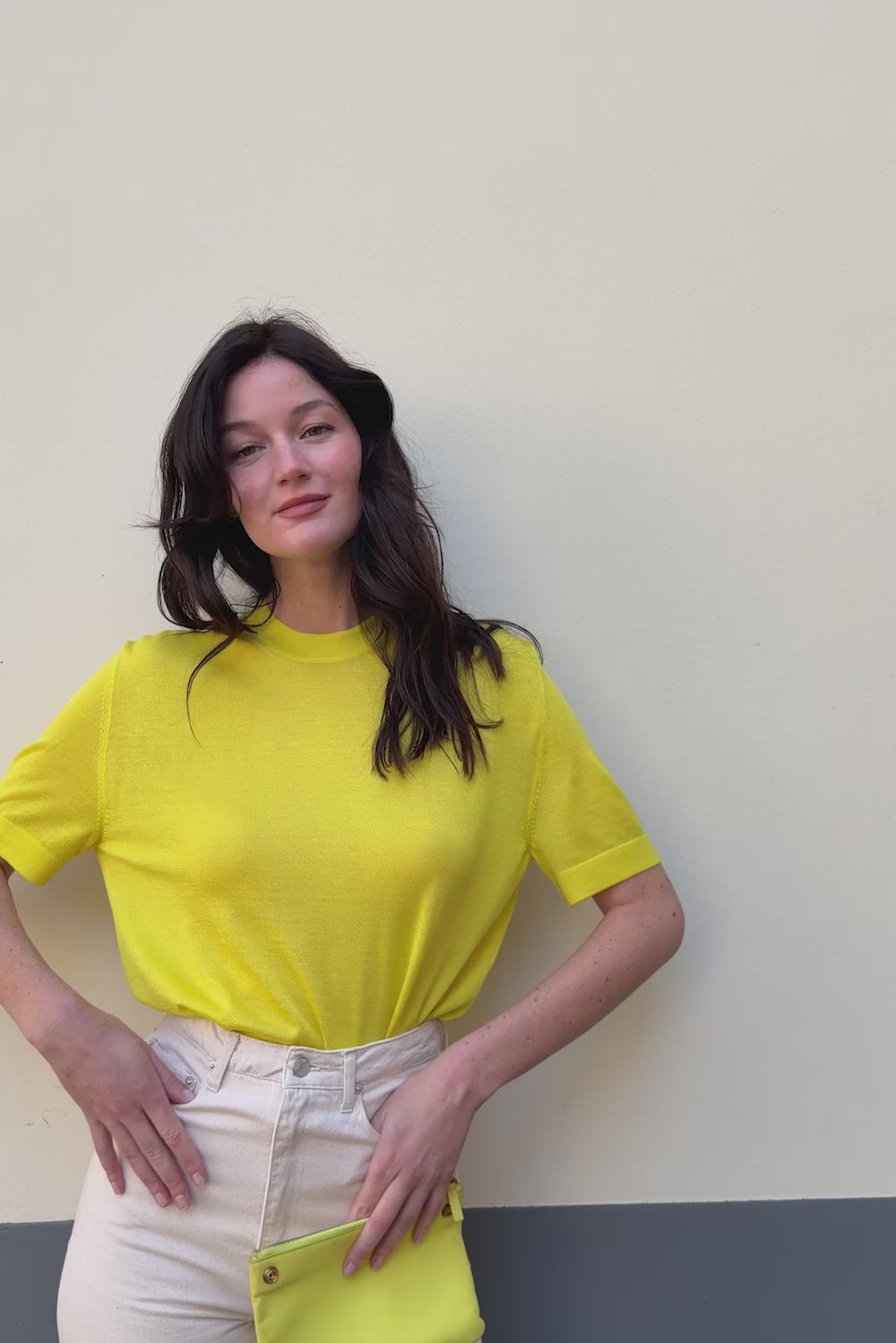Cashmere and silk tee-shirt yellow | Elio | Linnea Lund