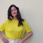 Cashmere and silk tee-shirt yellow | Elio | Linnea Lund