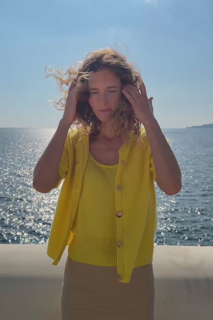 flash yellow cashmere cardigan women | Clara | Linnea Lund