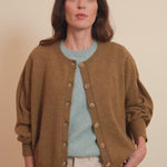 Cashmere cardigan women ocher green - look | Gabriella | Linnea Lund