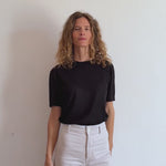 Cashmere and silk tee-shirt black | Elio | Linnea Lund