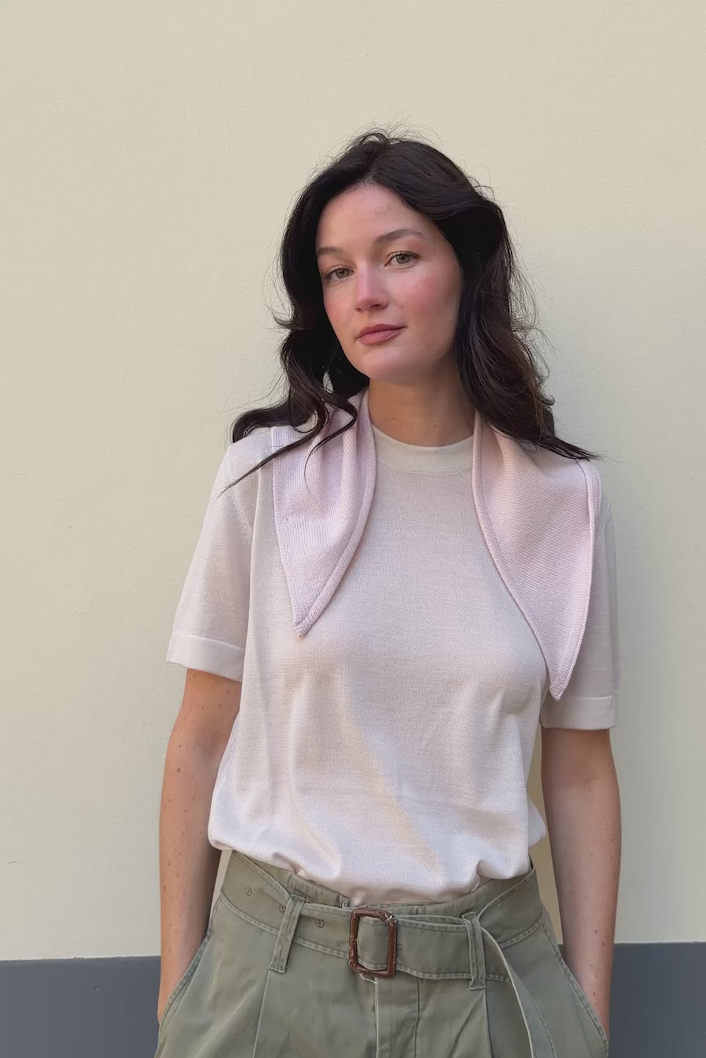 Cashmere and silk tee-shirt white | Elio | Linnea Lund