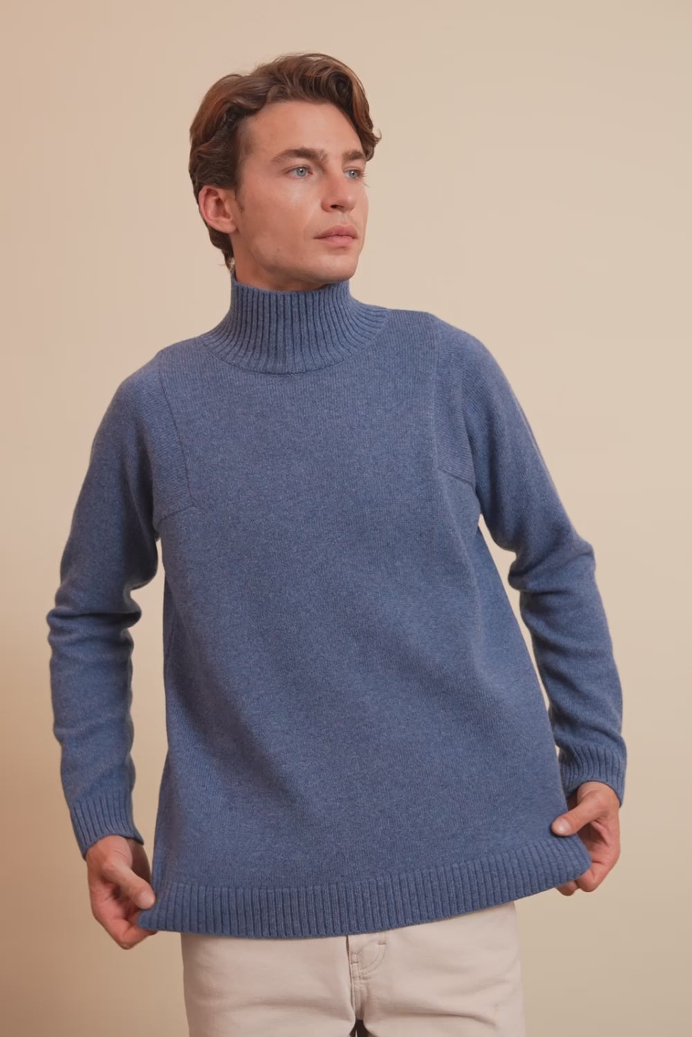 Blue denim cashmere sweater women - video | Charlotte | Linnea Lund