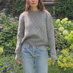Grey cable knit cashmere sweater for women | Mila | Linnea Lund