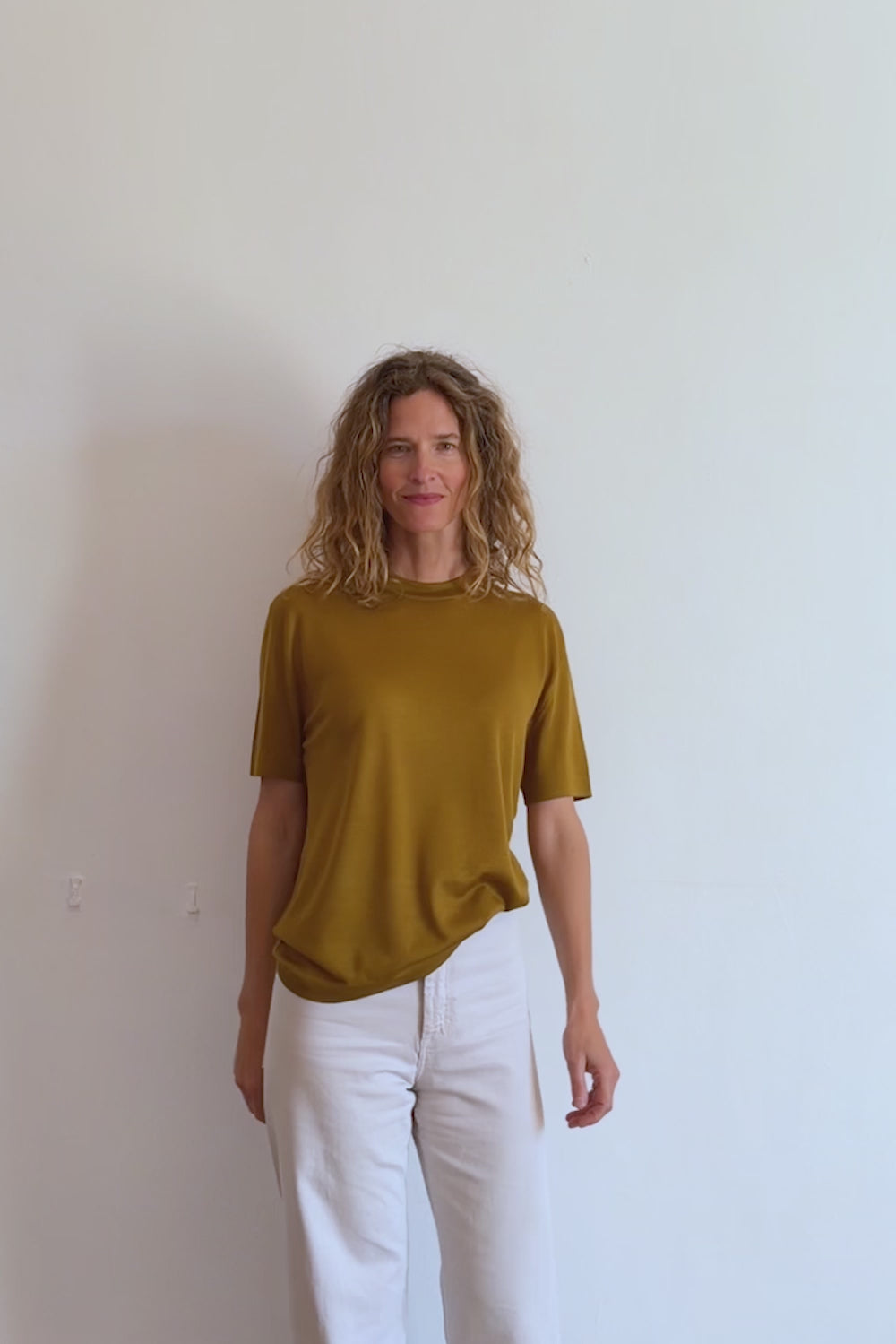 Cashmere and silk tee-shirt bronze | Elio | Linnea Lund