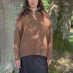 Brown cashmere zip sweater for women | Lasse | Linnea Lund