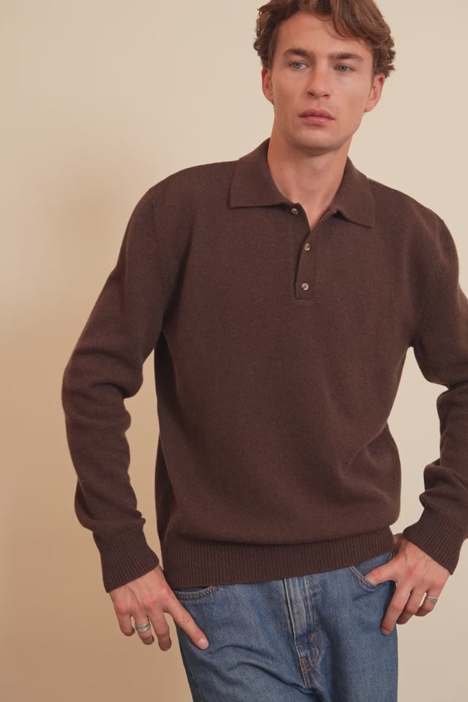 Cashmere polo men brown chocolate - video | Ralph | Linnea Lund
