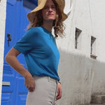 Cashmere and silk tee-shirt blue | Elio | Linnea Lund