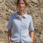 light blue cashmere short sleeves polo | Élise | Linnea Lund