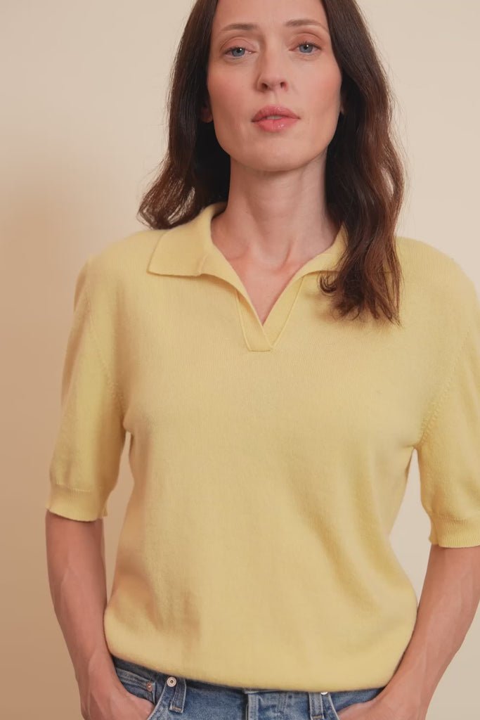 Cashmere polo women yellow - video | Isabella | Linnea Lund