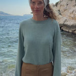 Aqua blue cropped cashmere sweater crewneck | Pia | Linnea Lund